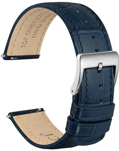 WOCCI Leder Uhrenarmband für Herren Damen, Top Grain Leder, Geprägtes Alligatorkorn, Schnellverschluss, Bandbreite 18mm 20mm 22mm