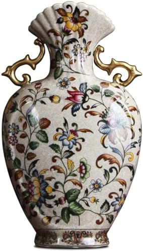 GTHTUHFD Jarrón De Cerámica Jarrón Jarrón De Cerámica Binaural Porcelana Adorno para El Hogar Arreglo Floral Jarrón Marco Obra De Arte Jardinera, Pre,Default