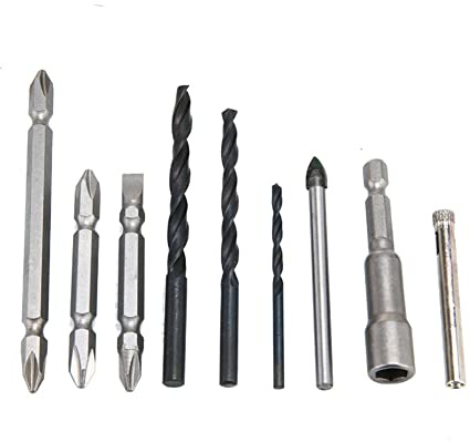Twist Drill Screw Driver Bit Set, Alloy Steel 37 Piece Drill Accessories Kit with Sleeve for Electric/Hand Drills, Computer Furniture Assembly (9-piece set of bit drill bits)