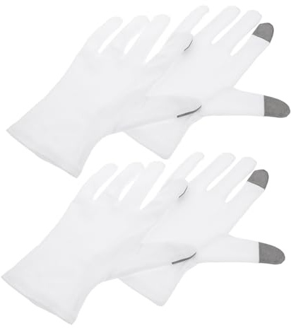 HONITANO Guanti Da Notte in Cotone Idratanti Per Lozione Mani Funzione Touchscreen a Due Dita, Set Da 2 Paia, Morbidi e Sostituibili Per Cura Notturna Mani Secche