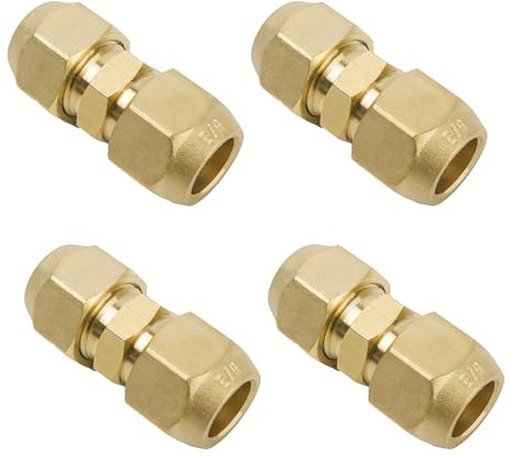 Gativs Juego de 4 Conectores para Aire Acondicionado Dividido Conector de Tubo de Cobre 1/4 Boquillas Doble para Tubos de cobre para Diámetro Exterior de Tubo de Cobre 6,35–6 mm