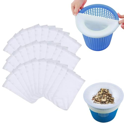 LUMOOM 30 Piezas De Filtros De Skimmer, Red Reutilizable para Piscinas, Bombas Y Cestas De Filtro, Limpieza Eficaz De Hojas, Insectos, Redes De Skimmer Finas, Red para Piscinas. (Blanco)