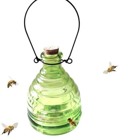 Wespenfalle aus Glas – Wiederverwendbarer Fliegenfänger | Hangablle Cattcher | Effektive Kontrolle von Wespenfallen im Freien zum Aufhängen für Obstgarten, Baum, Garten, Terrasse, Haus, Hof, Outdoor