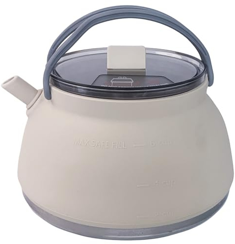 BEAHING Bouilloire portable 1, 5 L, pliable en acier inoxydable avec poignée pour voyage et camping