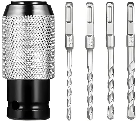 Adaptador de martillo rotatorio con juego de brocas de impacto, cabezal de conversión de martillo, conversión de llave de taladro eléctrico a martillo eléctrico (1set)