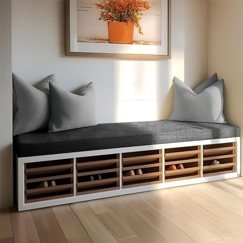 JIAFANG Bierbankauflage Gepolstert 45 x 110 cm Unterseite Antirutsch Sitzpolster Waschbar Abnehmbar für Banke Kissen Kissenauflage for Küchenbank Gardenbank Essbank, Dunkelgrau