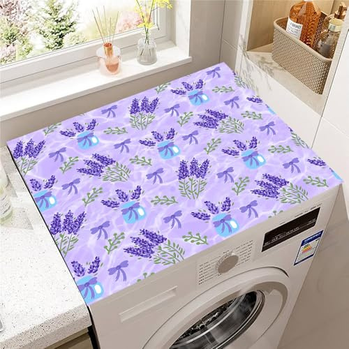 Hearda Housse Machine a Laver Jardin Lavande, Dessus Tapis Lave Linge Antidérapant, Housse de Protection pour Machine à Laver Top, Tapis de Protection pour Dessus Sèche-Linge (Violet,30x40cm)