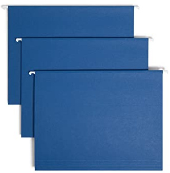 Smead hängande mapp med flik, 1/5-skuren justerbar flik, bokstavsstorlek, marinblå, 25 per låda (64057)