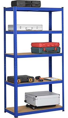 Yaheetech Garage Shelving Units - 5 Tier Heavy Duty Rack for Storage Metal Utility Shelves,180cm x 90cm x 40cm,175KG Per Shelf,Blue