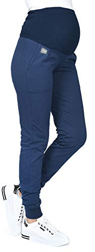 MijaCulture Casual graviditetsbyxor mammabyxor med magpanel Coco M003, Mörkblå, S