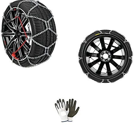 Schneeketten für Reifen 245/45-19, Felge 19 Zoll (16467), 1 Paar, kompakte Masche, 12 mm, zugelassen für Reifen, Reifen, Notfall, Eis, Pkw