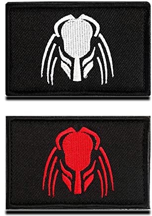 2 stycken militära taktiska lappar för predator rovdjur kardborrfästen broderi roliga moral emblem etiketter patch för att fästa på ryggsäck väska lock väst samling