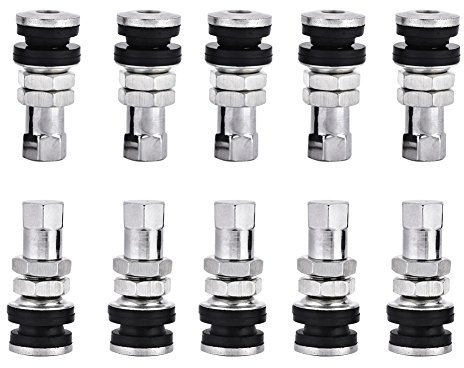 Motorcycle Tyre Valve Stem, 10pcs TR161 Short Bolt in Tyre Valve Metal Motorcycle Tubeless Tyre Valve Car Valve Stem Replacement with Dust Cap Alloy Tire Valve Stem for Truck Wheels