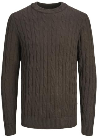 Jack & Jones herr RO STICKAD CREW NECK SN tröja, Taupe taupe lamy, S