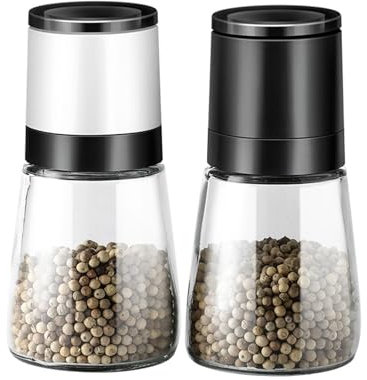 Molinillo de pimienta Juego de molinillo de pimienta, salero y pimentero for Chef profesional, molinillos de especias de cerámica con aspereza fácil ajustable Utensilios de cocina