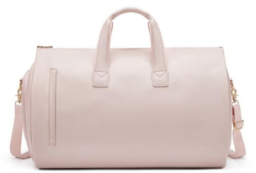 Hixingo PU Handgepäck-Kleidersack, Umwandelbarer Anzugtasche, Kleidersack, Weekender Nachttasche die 2-in-1-Hängekoffer-Reisetaschen, für Koffer, Reisetasche (Rosa,50x28x30cm)