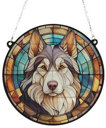 Husky Stained Glass Effect Suncatcher Gift for Dog Lovers - 13cm