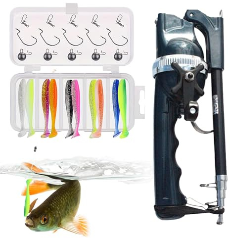 Angelset mit Tasche, Kombination aus Rolle und Angelrute – Tragbares Angelset, zusammenklappbar, Angelausrüstung ergonomisches Design für Angel-Enthusiasten
