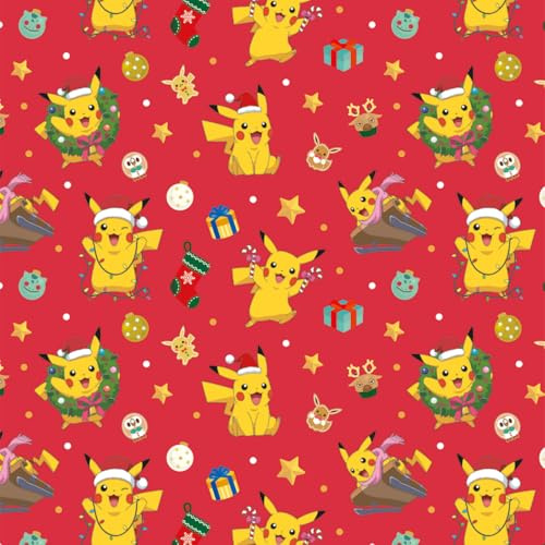 Danilo Promotions Ltd Papier cadeau de Noël Pokémon – Rouleau de 4 mètres de papier cadeau Pokémon Noël