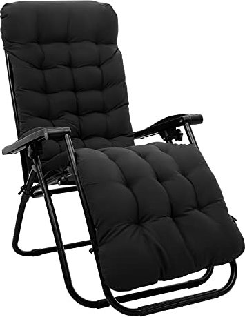 Zyncove Liegestuhl Auflage, Lange Liegenauflage170x53 cm, Tragbarel Auflage für Gartenliegen, Ersatz-Schaukstuhl Bank und Liegestuhl (Schwarz)