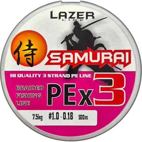 LAZER LINE Angelschnur Geflochten PE X3 100m Dia 0,18mm Test 7,5kg - Geflochtene Schnur 3fach - Angelsehne - Braided Fishing Line - Rundgeflochtene Angelschnüre - Angeln auf Karpfen Hecht Barsch Wels