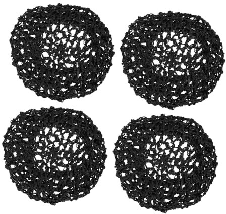 Veemoon 4stücke Gehäkeltes Haarnetz Für Damen Schwarze Praktische Netz-design Schlafmütze Bequemes Haarnetz Zum Schlafen Und Schutz Von Locken Einfach Anzulegen Haarschonend Und Atmungsakt