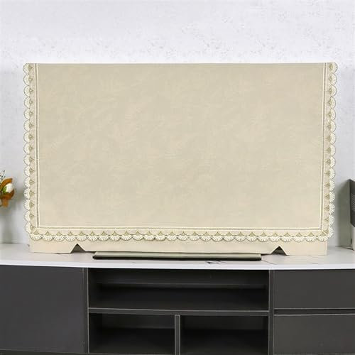 WYBZDA Wall Mount Tv Cover All Inclusive Dustproof Cotton Linen Tv Protective Film for 28-86in Curved/Flat Surface Lcd Tv Universal(Beige,49inch/113 * 68cm)
