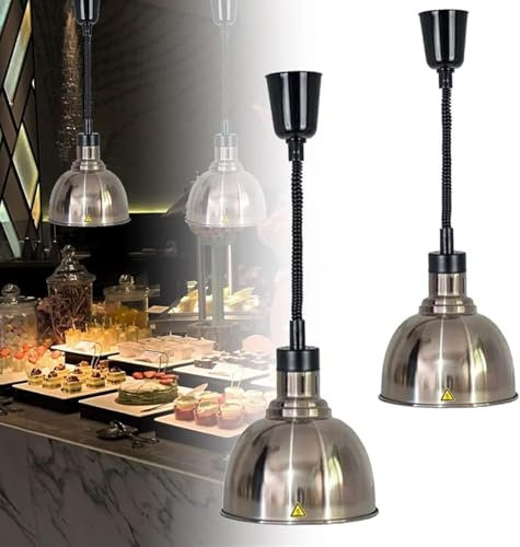 NSTVVEE Lámpara calentadora de Alimentos Profesional, 250 W, lámpara Colgante para Calentar Alimentos, lámparas calentadoras de bufé para restaurantes, cafeterías, hogares (Paquete de 2)