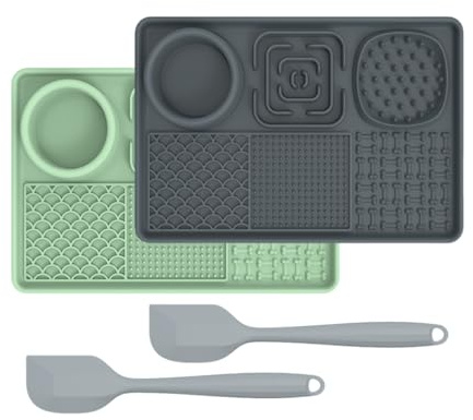 Bibykivn Tapis de Léchage pour Chien et Chat - Accessoires dAlimentation Lente en Silicone avec Ventouses Anti-Glisse, Réduit lAnxiété, Facile à Nettoyer, Idéal Friandises Beurre Yaourt Bain