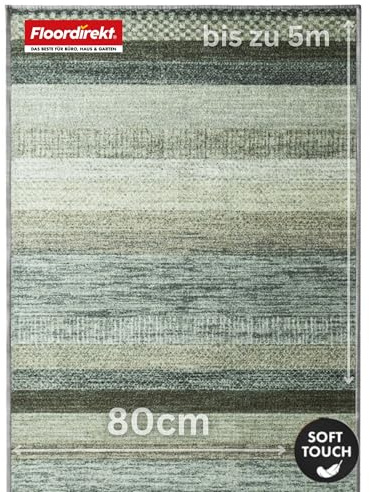 Floordirekt Teppich Läufer für Küche, Flur & Wohnraum - Teppichläufer auf Maß - Meterware - Flurteppich - Küchenläufer - Wohnzimmer Teppich (80 x 250 cm, Naxos - Grau-Anthrazit)