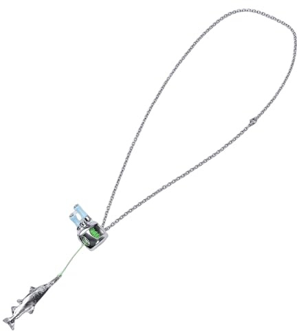 CHICIRIS Fiskerulle halsband, mini fiskerulle hänge med roterande handtag och kedja för sportfiskare