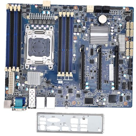Yanmis Carte Mère Serveur, LGA 2011 pour Série E5-1600 2600 avec 10 Go SFP+ 2 Ports Gigabit 14 Disques SATA 8X Mémoire DDR3 ECC PCIe 3.0