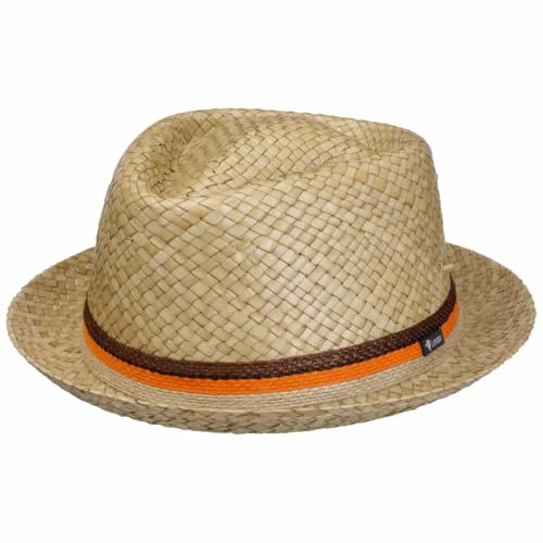 Lipodo Diamond Crown Strohhut Damen Herren Sonnenhut Made in Italy Hut 100% Stroh Pork Pie Frühjahr Sommer