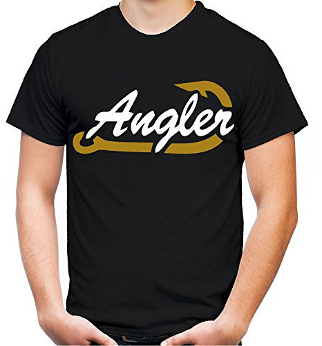 Angler Männer und Herren T-Shirt | Angeln Angel Fishing Fischen Sport (XXL, Schwarz)
