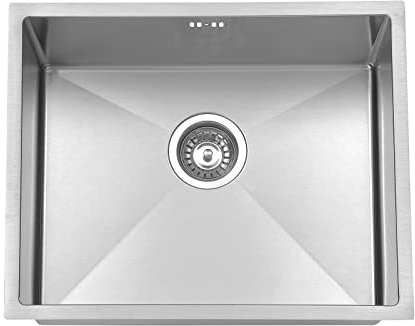 JASSFERRY Undermount Kitchen Sink Handmade Design 1.2mm Thickness Square Stainless Steel 1.0 Single One Bowl with Strainer Waste kit, 540 X 440 mm
