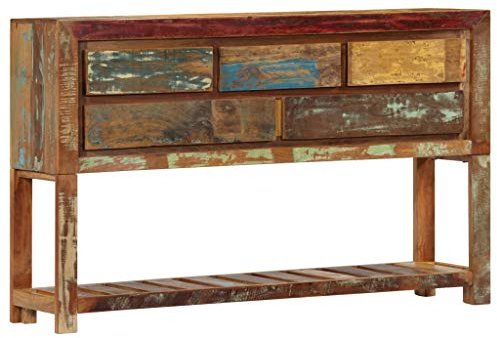 Festnight Sideboard Kommode mit 5 Schubladen und 1 Ablagefläche Sideboard Beistellschrank Anrichte Schrank Schubladenkommode Recyceltes Massivholz 120 x 30 x 75 cm