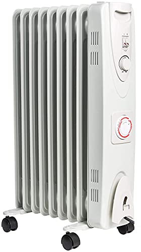 MYLEK Oil Filled Radiator 2000W with Adjustable Thermostat and 24 Hour Timer, 3 Heat Settings, Electric Portable Heater 9 Fin, Energy Efficient, Safety Tip Over (2KW White)