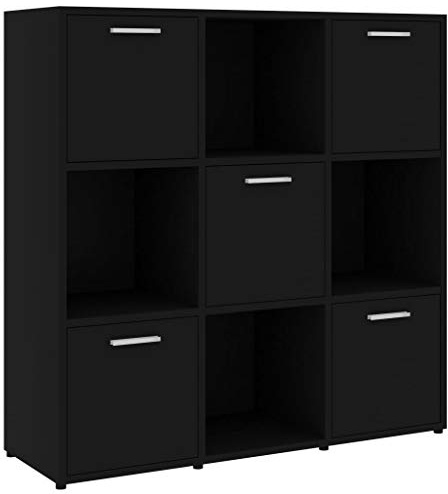 vidaXL Bücherregal mit 9 Fächern Raumteiler Raumtrenner Standregal Wandregal Regal Aktenregal Büroregal Würfelregal Schwarz 90x30x90cm Holzwerkstoff