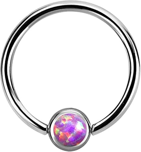 Piercing Lippenbändchen Ring BCR 1,2 mm und 4 mm Platte mit Opal