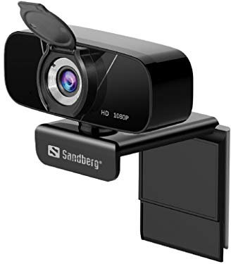 Sandberg USB Chat Webcam 1080P HD | Webcam 1080P avec Microphone pour PC | Caméra de Streaming pour la conférence d'étude des appels vidéo | Plug & Play | Couverture d'objectif | Prêt pour trépied