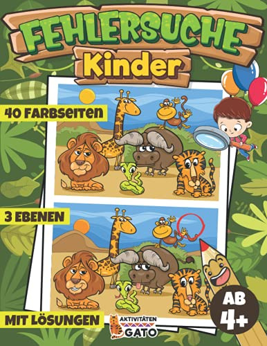 Fehlersuche Kinder ab 4: Fehlersuchbuch ab 4 Jahre | Fehlersuche Kinder von 4 bis 8 Jahre | Finde den Fehler ab 4 mädchen Junge Unterschiede finden ... großen Such- und Finde-Herausforderungen)