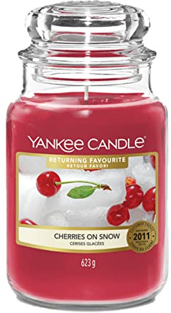 Yankee Candle Duftkerze im Glas (groß) | Cherries on Snow | Brenndauer bis zu 150 Stunden