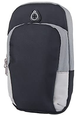 Borsa Sportiva, Tasca da Braccia, Doppia Strati di Tasca per Porta Cellulare, Chiavi, Portafoglio, per Smartphone fino 6,4 Pollici, Adatto per Fitness, Corsa, Jogging, Ciclism (Nero)