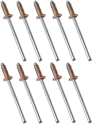 AERZETIX - C48061 - Lot de 10 Rivets aveugles standard Ø3x9mm cuivre/acier - DIN 7337 - rivet pop - rivet à rupture de tige - à tête plate