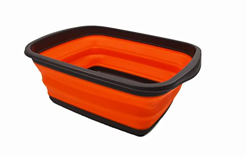 SAMMART 10L zusammenklappbare Wanne – Faltbare Spülwanne – Tragbares Waschbecken – Platzsparende Kunststoff-Waschwanne (Braun/Orange, 1)