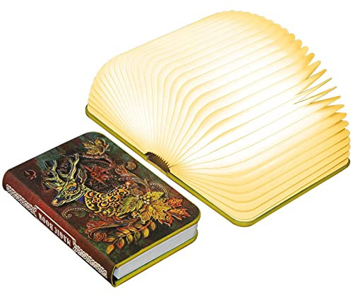 QXMGCBOK Lampe Livre Led Pliante,Veilleuse Led,Faux Livre pour Décorer le Bureau, Cadeau Unique pour les Amateurs de Livres(Wapiti Petite Taille)