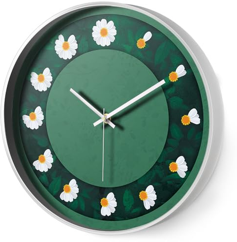 SCOAGE Silent Wall Clock Battery Operated, 12’’ Modern Non Ticking Analogue Wall Clock Large Display, Round Decorative Clocks for Bedroom/Living Room/Kitchen/Office (gree, 12inch)