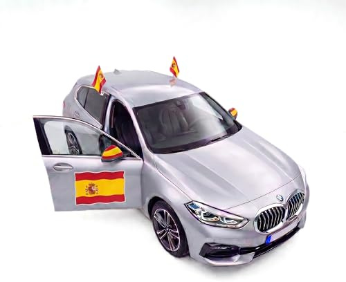Sonia Originelli Fanset Fanartikel Fahnen für das Auto Spiegelfahnen Fensterfahnen Sticker WM EM, Farbe: Spanien