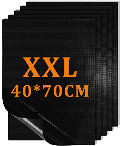 Grillmatte 40x70cm 5er Set, Antihaft Grillmatten Wiederverwendbar, Hitzebeständig & Spülmaschinenfest, BBQ Matte für Gasgrill Holzkohlegrill Elektrogrill Camping