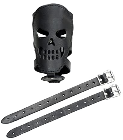LINGJIONG Fahrrad-Getränkehalter - Motorrad Biker Getränkehalter PU Leder - Multifunktionaler Getränkehalter im Totenkopf-Design mit 2 Riemen für Mountainbikes, Rennräder, Kinderfahrräder, Rollstühle
